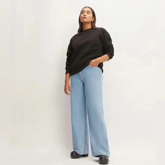 EVERLANE NEW NWT WOMENS BLACK FLEECE CREW SWEATSHIRT TOP SHIRT TOP SIZE M - Picture 6 of 7